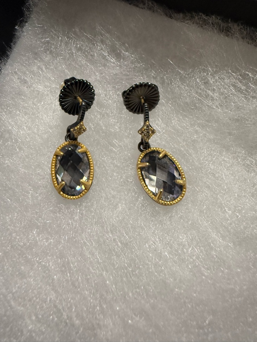 New Freida Rothman 925 Sterling Silver Stamped Faceted Crystal Drop Earrings - Picture 11 of 12